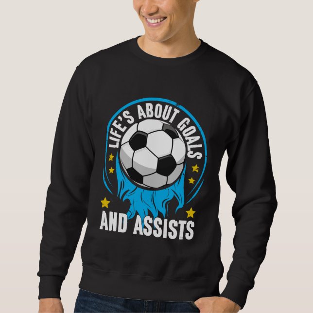 Moletom A Vida É Sobre Gols E Assistências Futebol Engraça (Frente)