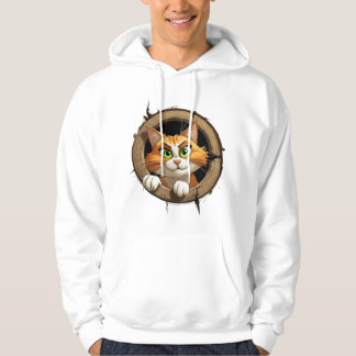 Moletom A Whimsical Cartoon Cat with Bright Green Eyes Pee