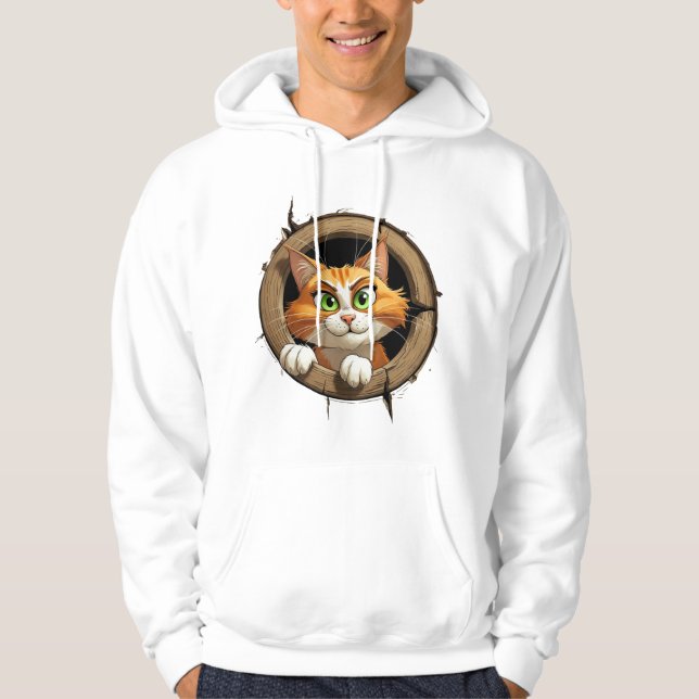 Moletom A Whimsical Cartoon Cat with Bright Green Eyes Pee (Frente)