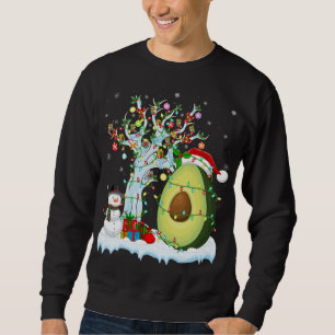 Moletom Abacate Fruta Xmas Tree Lighting Santa Hat Avocado