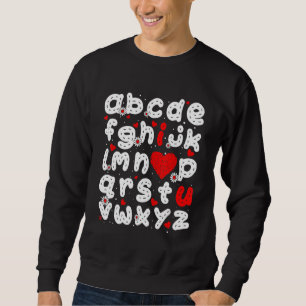 Moletom ABC Eu Amo Alfabeto Dia dos Namorados Divertido Ou