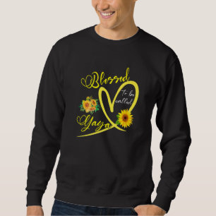 Moletom Abençoada A Ser Chamada Yaya Sunflower Heart Mães