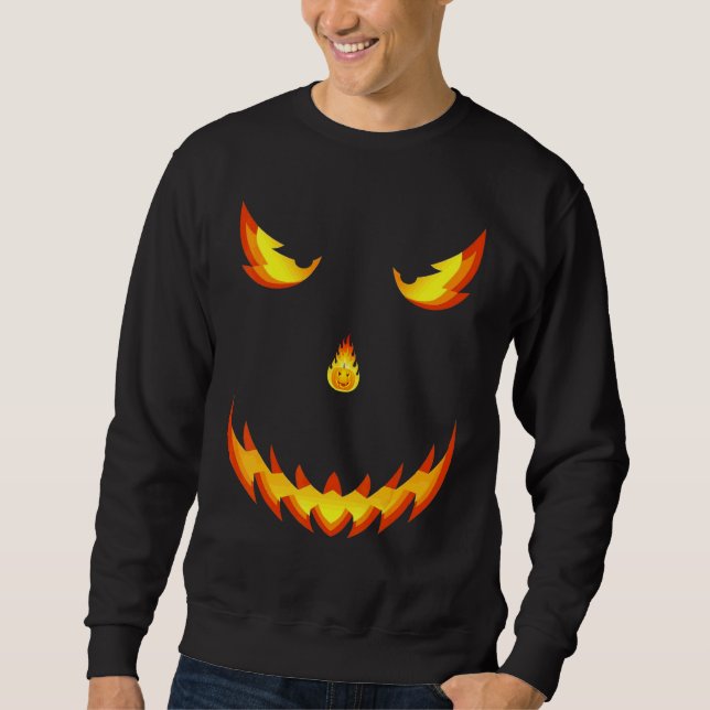 Moletom Abóbora de Halloween com Rosto Assustador de Jack  (Frente)