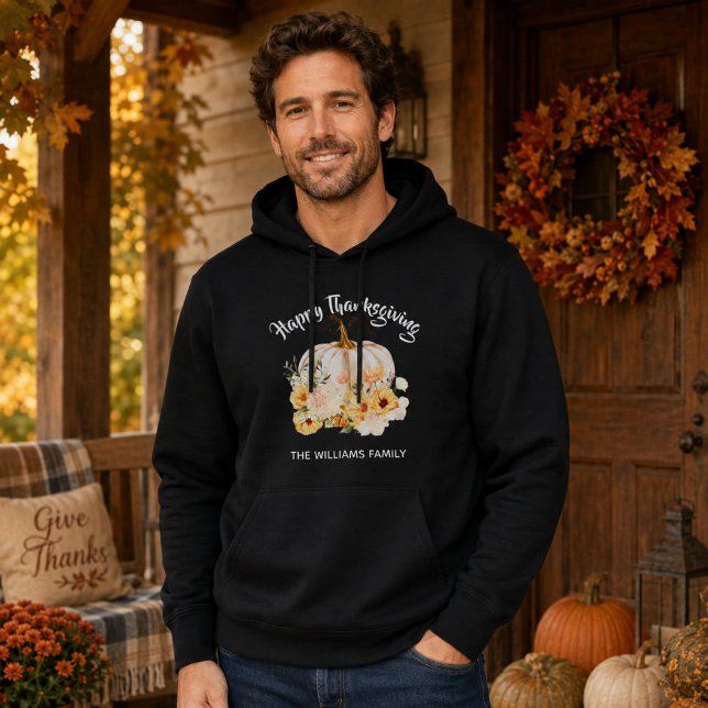Moletom Abóbora Floral Personalizada Feliz Dia de Ação de  (Criador carregado)