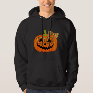 Moletom Abóbora Rosto de Jack O Lantern Halloween Leopardo