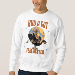 Moletom Abraçar um gato, sentir melhor esqueleto abraçando