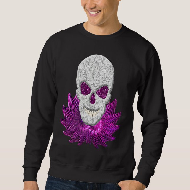 Moletom Abstract Fantasy Lacy Skull Goth Pink Eyes (Frente)