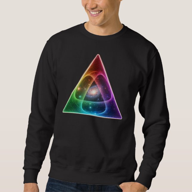 Moletom Abstract Neon Rainbow Triangle Geometric Prism Art (Frente)
