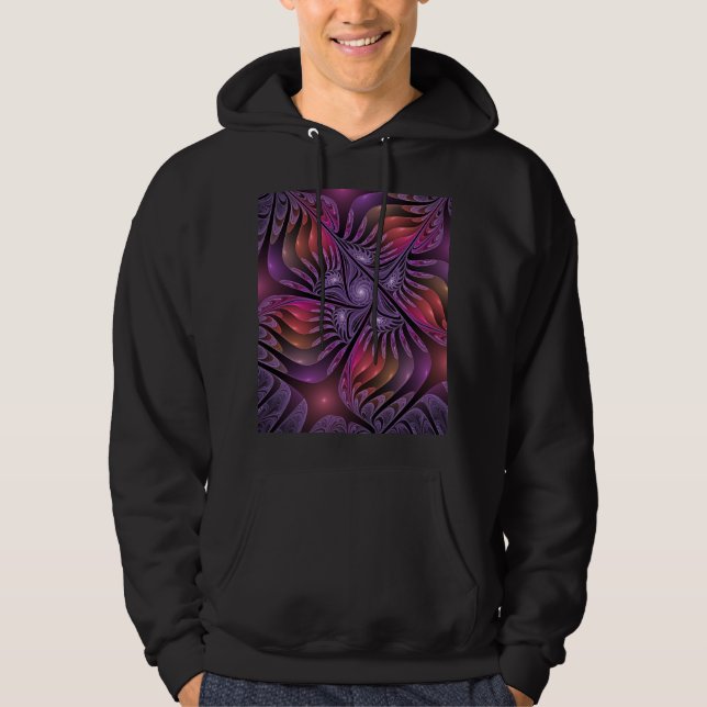 Moletom Abstrato de Fantasia Colorida Fractal Roxo (Frente)