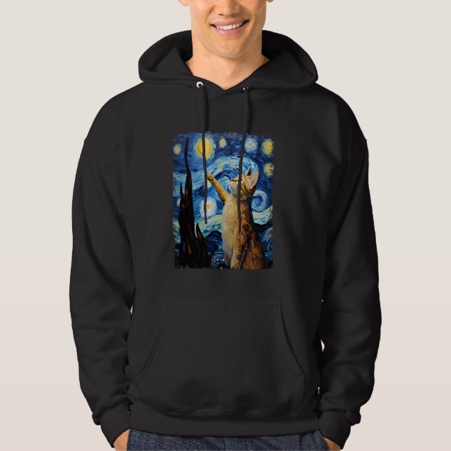 Moletom Abyssinian Orange Cat Starry Night Painting (Frente)