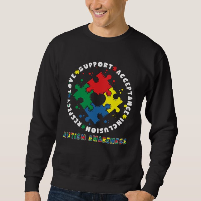 Moletom Acceptance Inclusion Respect Love Support Autism A (Frente)