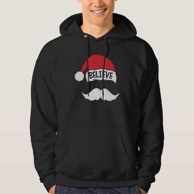 Moletom Acredite Na Reunião Familiar Santa Hat Mustache Ch (Frente)