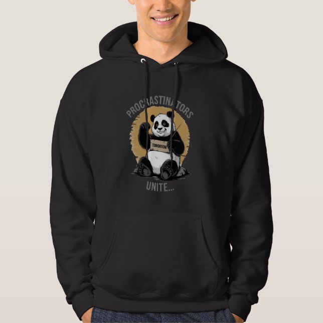 Moletom Adiadores se unam... amanhã Panda preguiçoso engra (Frente)