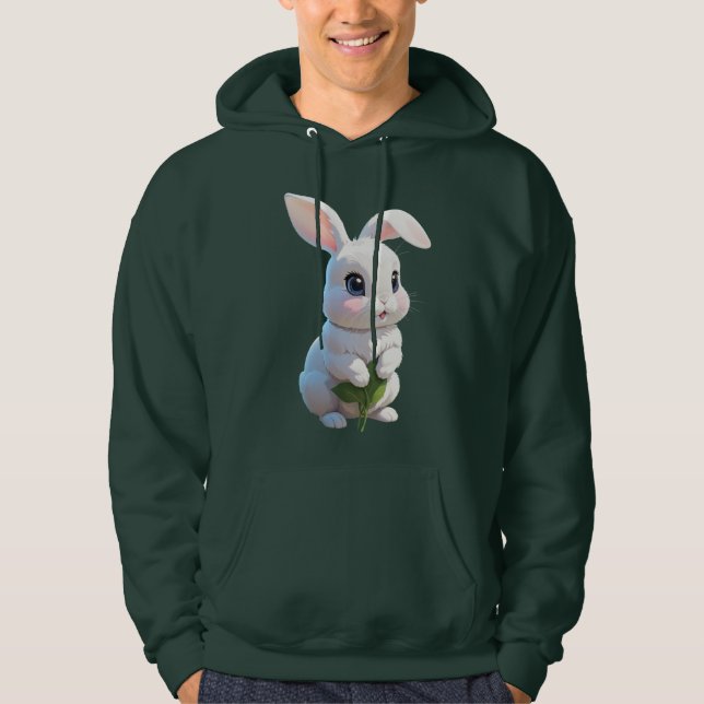 Moletom Adorable Bunny Hoodie Cute White Rabbit Design (Frente)