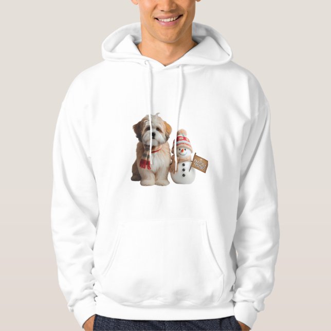 Moletom "Adorável Cachorrinho e Boneco de Neve Inverno (Frente)