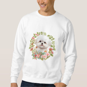 Moletom Adorável Maltês Puppy em Blogue, amante Maltês de