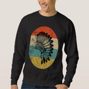 Moletom Adorno de Cabeça de Pena Nativo Americano Vintage