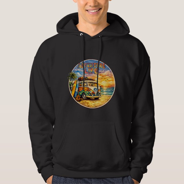 Moletom Adventure Life Retro Hippie Beach Sunset Graphic (Frente)