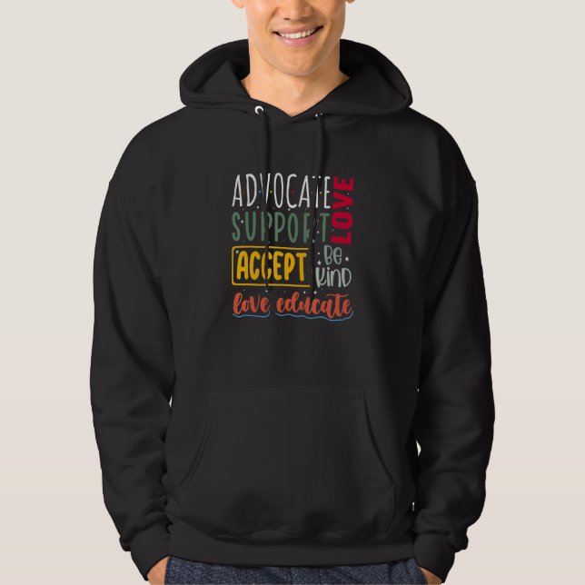Moletom Advocate Love Support Accept Be Kind Autism Awaren (Frente)