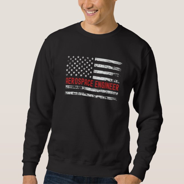 Moletom Aerospace Engineer USA Flag Profession Retro Job T (Frente)