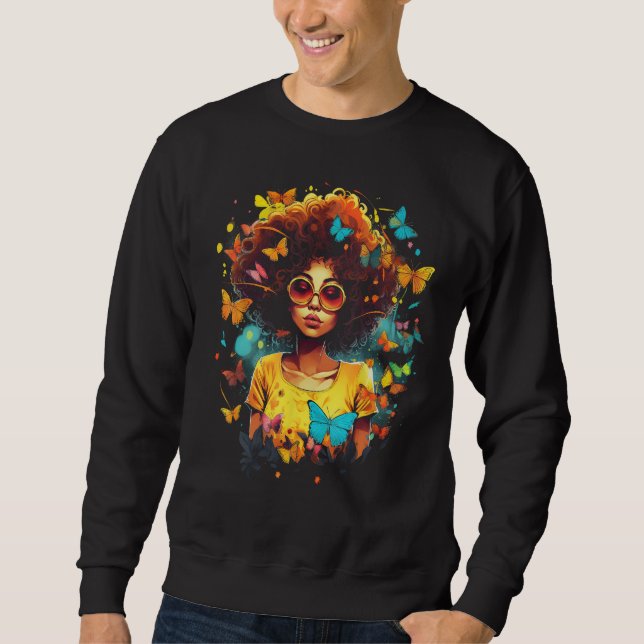 Moletom African American Woman Black Girl With Butterflies (Frente)