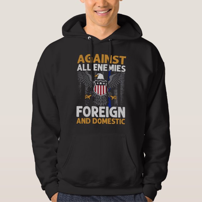 Moletom Against All Enemies Foreign And Domestic Veteran s (Frente)