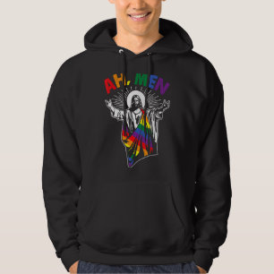 Moletom Ah Men Lgbt Orgulho gay Jesus Rainbow Flag Christi