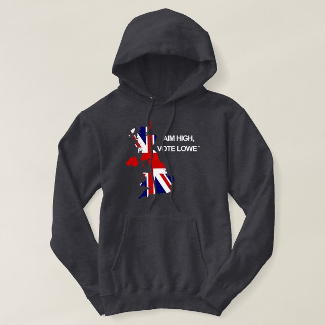 Moletom Aim High, Vote Lowe Statement British Map Hoodie (Frente do Design)