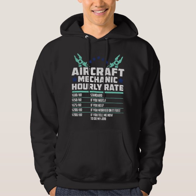 Moletom Aircraft Technician Hourly Rate - Airplane Plane M (Frente)