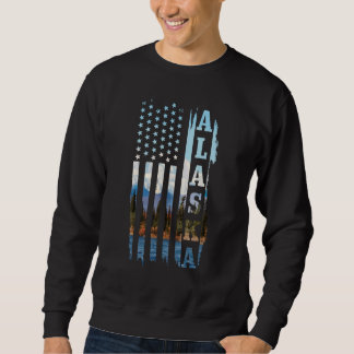 Moletom Alaska Patriotic American Flag Vintage Nature Hiki