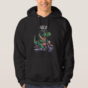 Moletom Alex Funny Alligator Design de motocicleta para Me