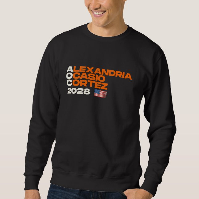 Moletom Alexandria Ocasio-Cortez 2028 American Flag (Frente)