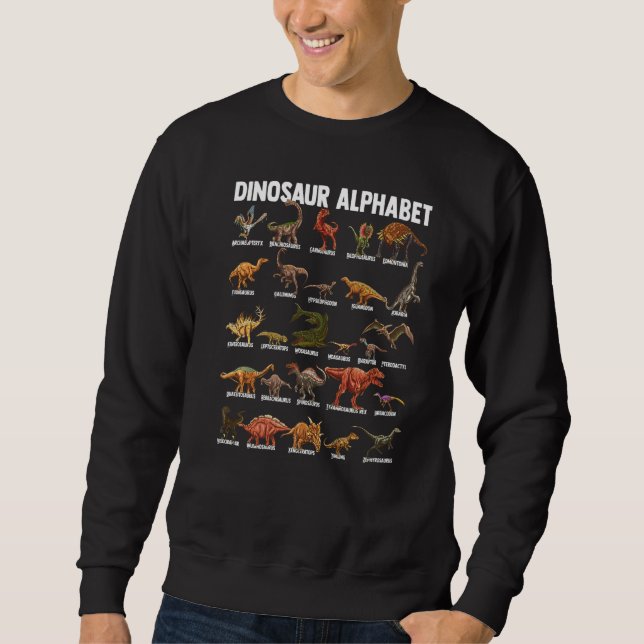 Moletom Alfabeto de Dinossauros  Identificação de Tipos de (Frente)