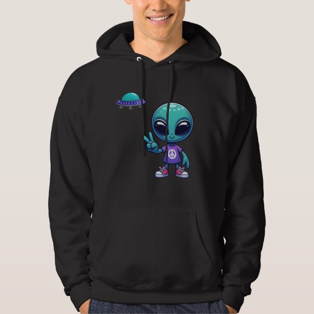 Moletom Alienígena de paz e nave espacial (Frente)