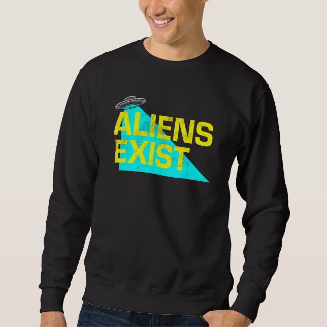Moletom Aliens Existem Estilo de Ilustração Azul Ufo Light (Frente)