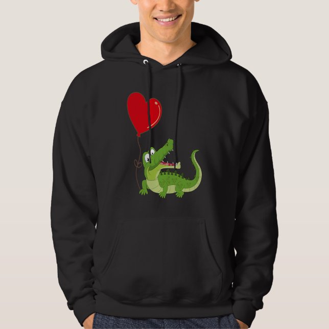 Moletom Alligators With Heart Balloon Valentines Day Love  (Frente)