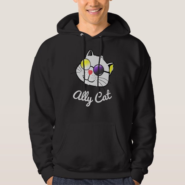 Moletom Ally Pride Cat Sunvidles Não Binários Lgbtq Nonbin (Frente)