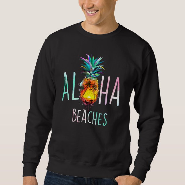 Moletom Aloha Pineapple Hawaii E Palm Beach Surfboard Su (Frente)