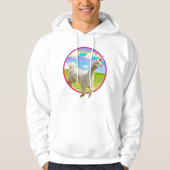 Moletom Alpaca Unicorn Sob O Rainbow Sky (Frente)