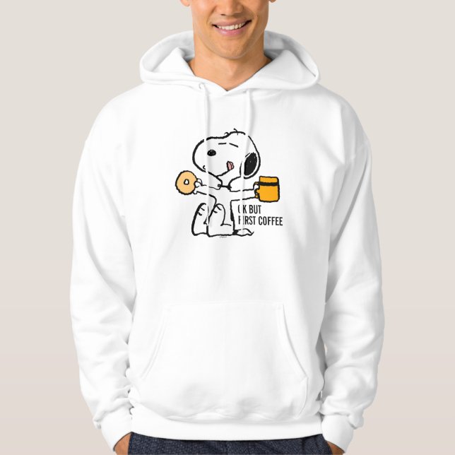 Moletom Amendoins | Snoopy OK Mas Primeiro Café (Frente)