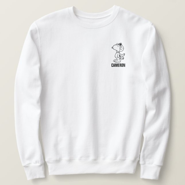 Moletom Amendoins | Snoopy the Flying Ace BW (Frente do Design)