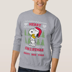 Moletom Amendoins   Snoopy & Woodstock Santa Claus Hug