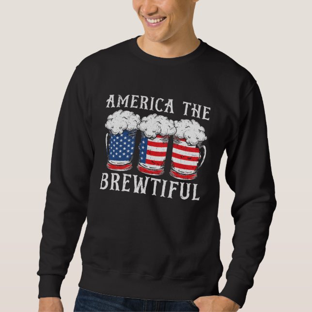 Moletom America The Brewtiful Beer Drinker USA Flag 4th Of (Frente)