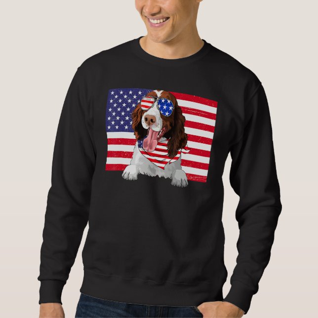 Moletom American Flag 4 de julho English Springer Spaniel (Frente)