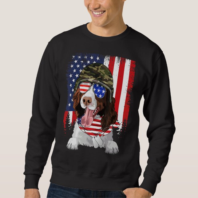 Moletom American Flag 4th Of July English Springer Spaniel (Frente)