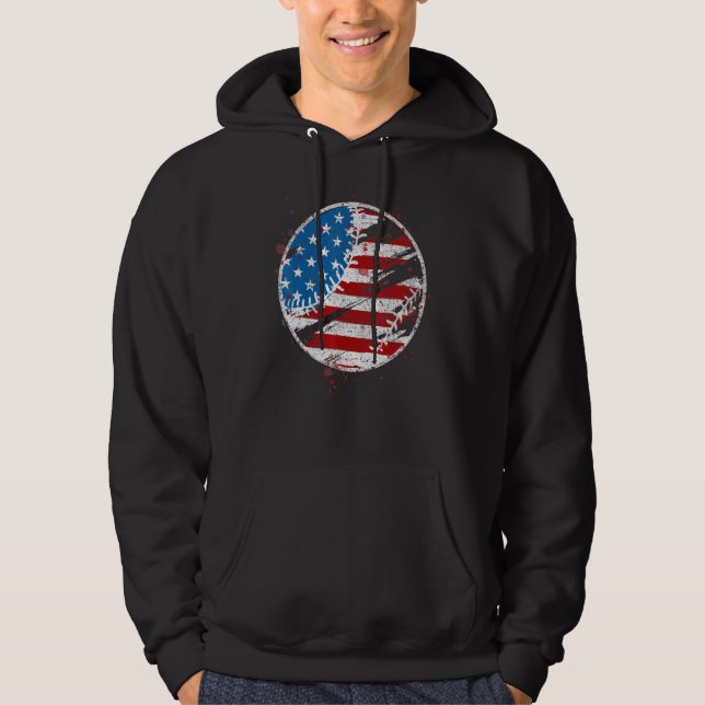 Moletom American Flag Baseball 4 de julho Homens Mulheres  (Frente)