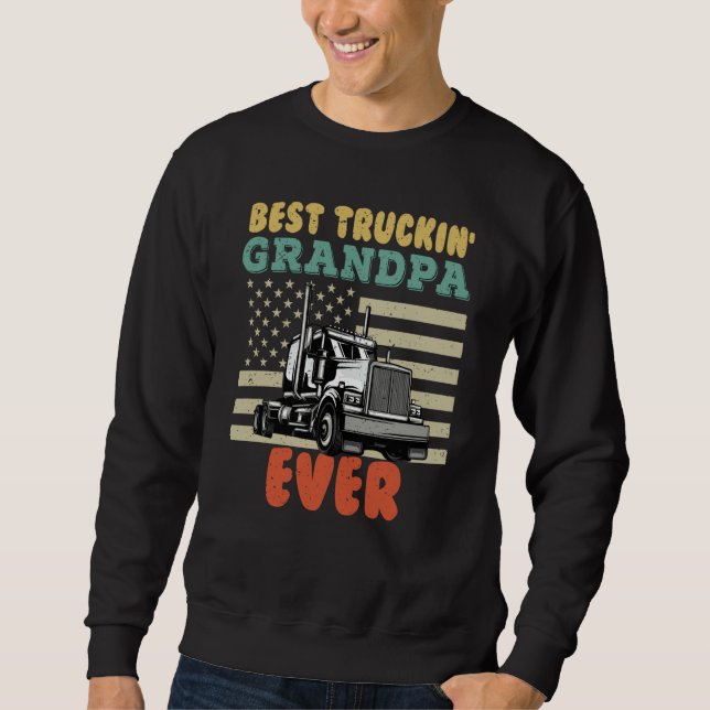 Moletom American Flag Best Truckin Grandpa US Semi Truck D (Frente)