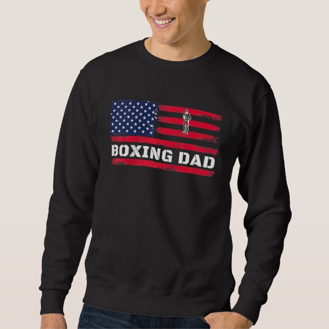 Moletom American Flag Boxing Dad Father's Day Raglan Baseb (Frente)