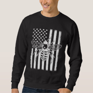 Moletom American Flag Honey Bee Honeycomb Beekeeper Beekee