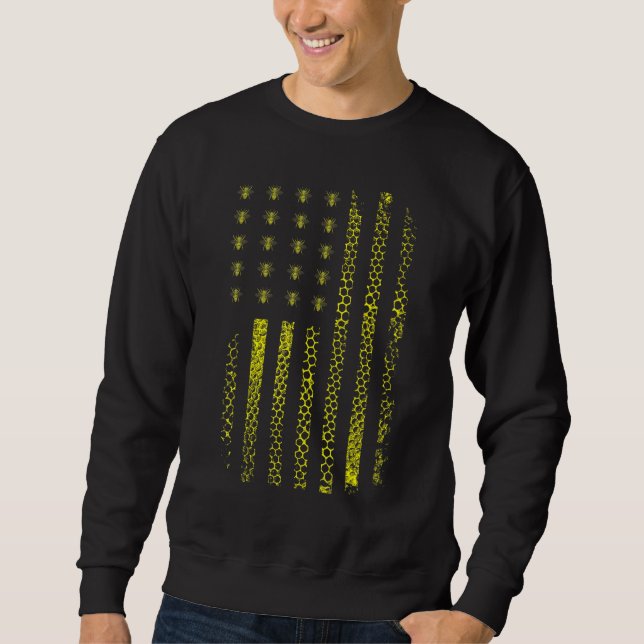 Moletom American Flag Honey Beeycomb Beekeeper (Frente)